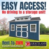 Graceland portable buildings display at Bullock Auto World dealership in Philadelphia MS